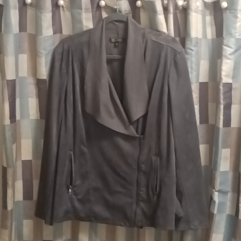 FINAL PRICE DG2O Diane Gilman charcoal gray jacket w wide lapels